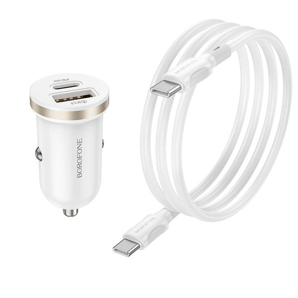 BOROFONE BZ22 nabíjačka do auta USB + USB C 3.0 QC 30W PD + USB C kábel