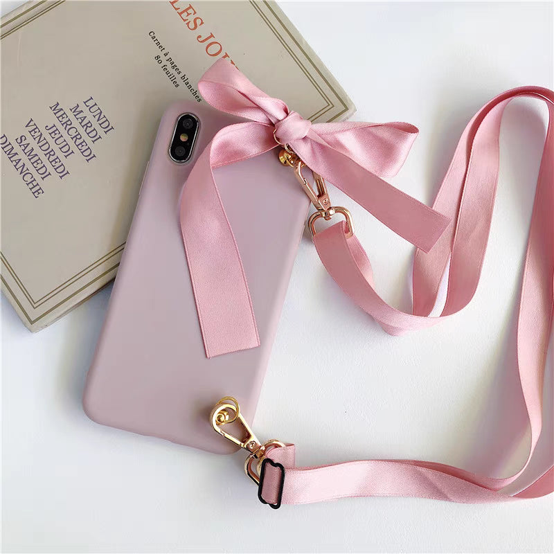 Ribbon Crossbody Pink Ochranný Kryt pre iPhone 14