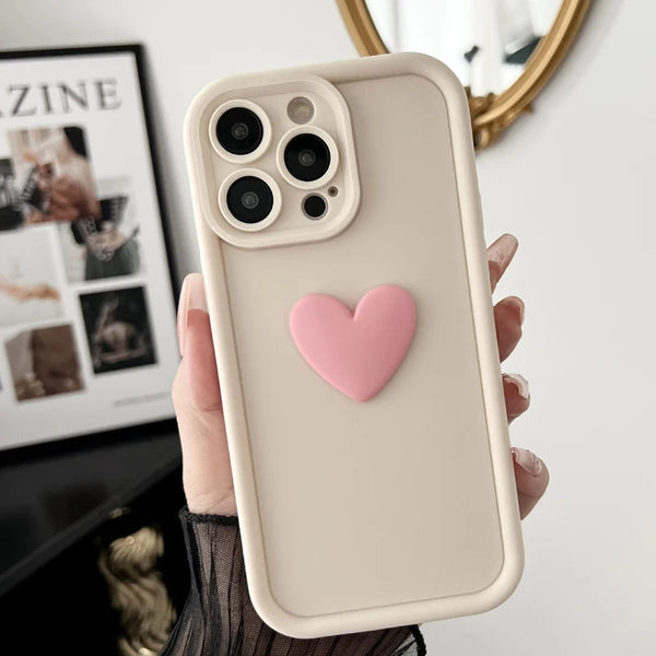 Heart Beige-Pink 3D Case Ochranný Kryt pre iPhone 14 Pro Max