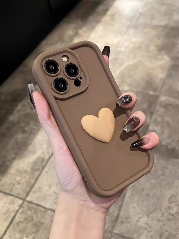 Heart Brown 3D Case Ochranný Kryt pre iPhone 14