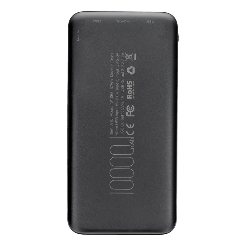 Veger Black Powerbank 10000mAh  1x USB-C 1x MicroUSB 2x USB