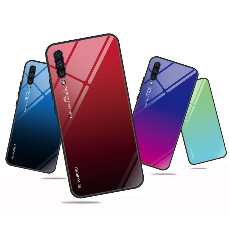 Glass Durable Black-Red Ochranný Kryt pre Samsung Galaxy A70